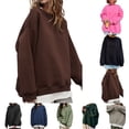 thumbnail image 4 of Solid Color Crewneck Loose Pullover Sweatshirt Long Sleeve Women Sweatshirt, 4 of 4