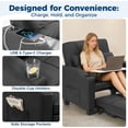 thumbnail image 6 of Sleeper Chair Pull Out Bed, 4 in 1 Convertible Sofa Chair Bed with Vibration Massage Lumbar Pillow, Single Sofa Recliner with USB/Type-C Port, Cup Holders and Side Pocket, Black, 6 of 9