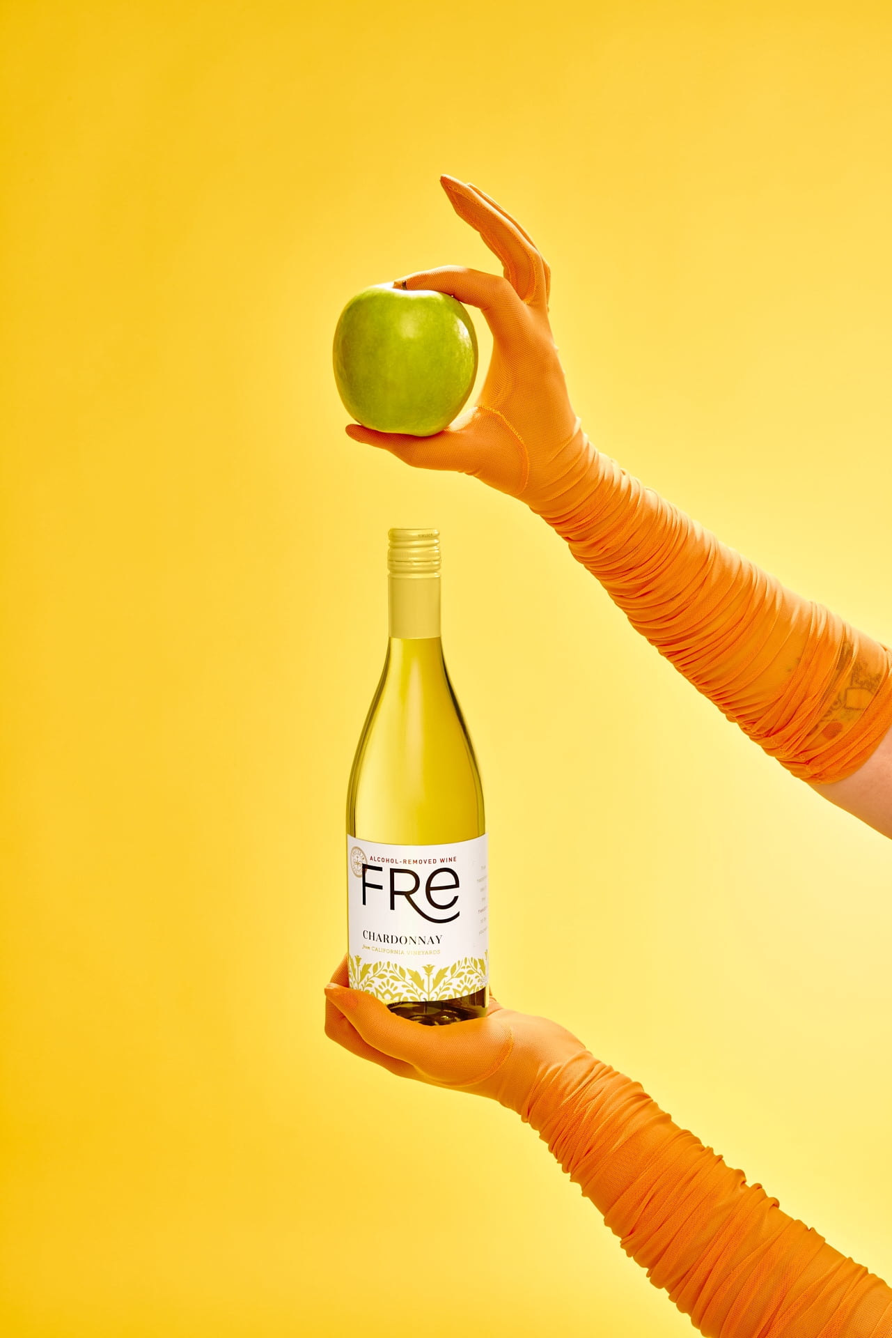 FRE Chardonnay California White Wine, Alcohol-Removed, 750 ml Glass Bottle, 0% ABV