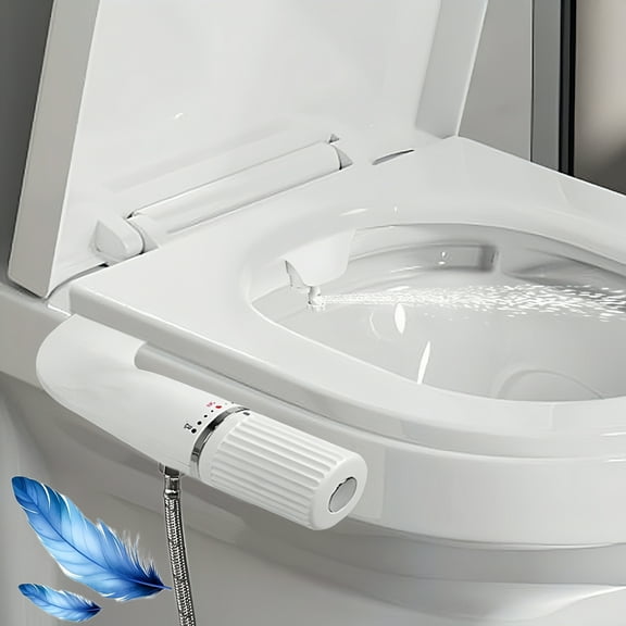 Bidet Attachment ABS Ultra Slim Bidet Toilet Attachment with Double Nozzle Toilet Shower Non-Electric Gentle Flushing Butt Shower for All People