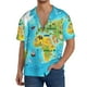 thumbnail image 1 of Fotbe World Map With Animals Landmarks Camisa Estampada de Manga Corta para Hombre, Casual de Verano, Estilo Playero, Sin Arrugas-Medium, 1 of 5