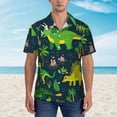 thumbnail image 2 of Sikiie Dinosaurs and Flowers Print Men's Hawaiian Shirt, Summer Beach Button Pocket Short Sleeve T-Shirt,XX-Large, 2 of 7
