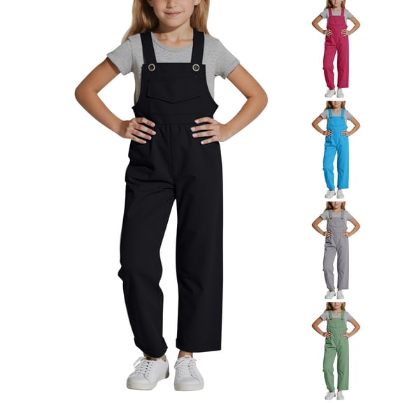 RTKFRFLM Kids Classic Suspender Pants Durable Cotton Bib Overalls for Boys Girls Spring Autumn School Daily Wear Casual Jumpsuit Fashionable Outfits Green 13-14 Years