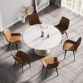 thumbnail image 2 of Round 52.83" Dining Table, White Sintered Stone - Stable Base, Accommodates 6 Modern Table For Stone, Extraordinary Appearance, 2 of 6