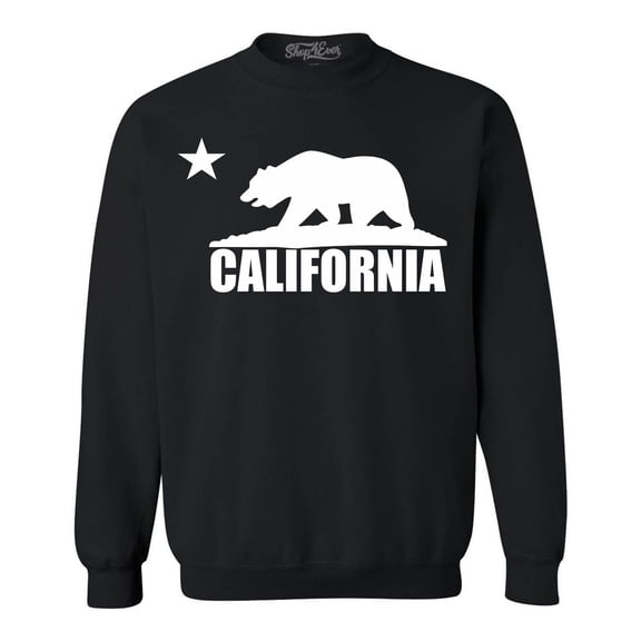 Shop4Ever Men's California White Bear Hoodies Republic of CA Crewneck Sweatshirt Medium Black