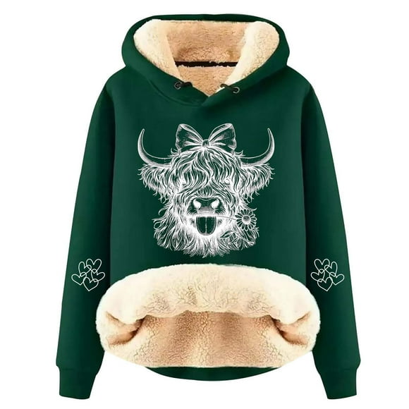 2025 Puawkoer Hooded sweater 1pc Sweatshirt Sweatshirt Black Sweawomen Womens Oversized Hoodie White Fox Hoodie Womens Fleece Zip Up Jacket Women's Winter Thick Woolen Warm Solid Color Color Lamb W
