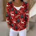 thumbnail image 1 of Chandails d'Automne Grande Taille pour Femmes, Cardigan à Boutons Col en V Imprimé de Noël, Veste Rouge TG, 1 of 5