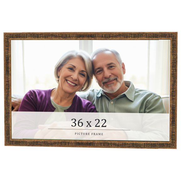 36x22 Frame Gold Kingsley Distressed Solid Wood Picture Frame Width 0.75 Inches | Interior Frame