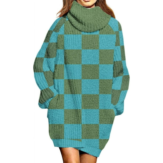 LAICAIW Robe Chandail Longue Ample à Col Roulé Oversize pour Femmes