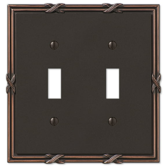 Amerelle 44TTVB Ribbon and Reed 2 Toggle Wallplate, Aged Bronze
