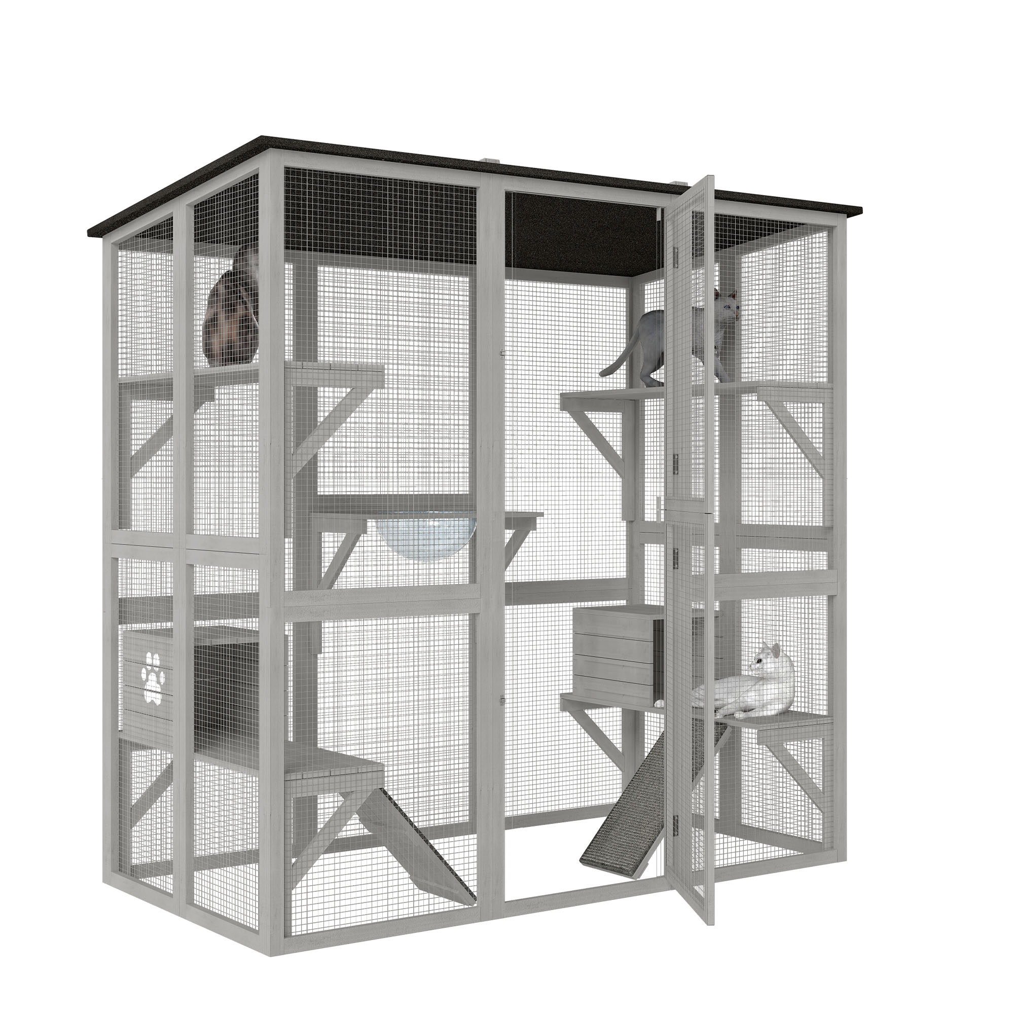 DWVO 70.9" Large Cat Cage, Outdoor Cat Enclosures Catio, DIY Indoor Catio with Roof Hammock Platforms, Ideal for 1-6 Cats