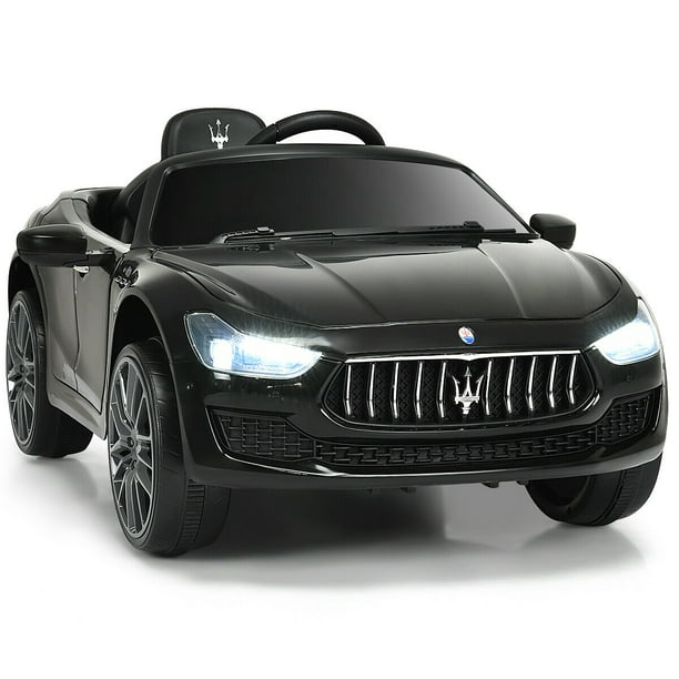 Gymax 12V Maserati Licence Enfants Rouler sur la Voiture W / RC Télécommande Led Lumières MP3 Noir
