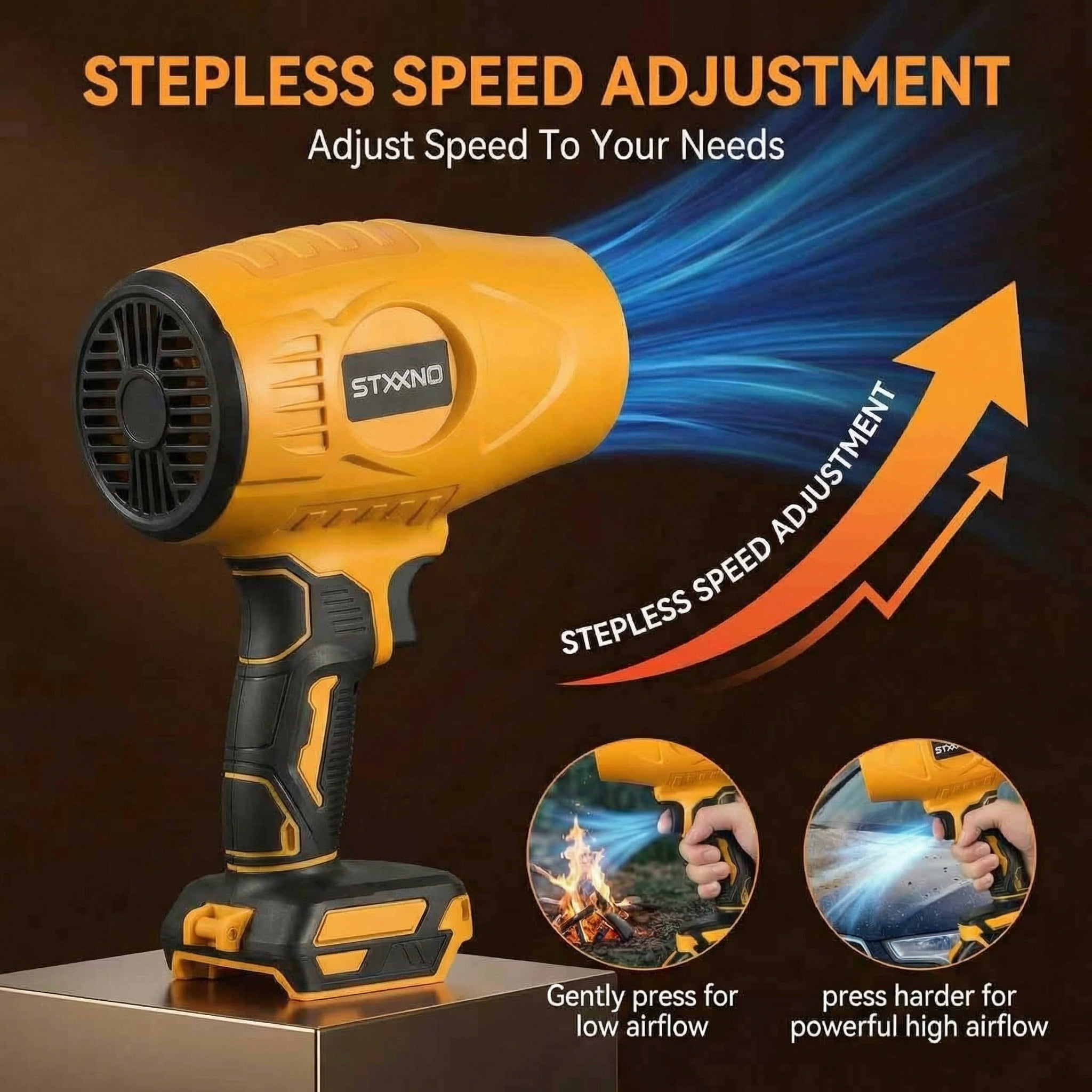 STXXNO 170 MPH at 600 CFM 20V Battery Powered Cordless Leaf Blower, 6-Speed Electric