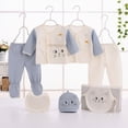 thumbnail image 2 of CAUYDY Baby Girls Shower Gift Preemie Boys Clothing Unisex Newborn Layette 2 Long Sleeved Shirt + 2 Pants + Hat + Bib + Bellyband 7 Pieces Soft Set Sizes 0-3 Months,Light Blue, 2 of 5