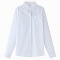 thumbnail image 2 of Ccpelsie Boys Shirts Long Sleeve Button Down Dress Shirt Casual Uniform with Pocket for School Vacation Holidays(A-White,12-13 Years), 2 of 5