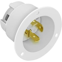 ENERLITES NEMA L14-20 Flanged Inlet Generator Plug, Locking Receptacle Socket, 20 Amp, 125/250 Volt, 3 Pole, 4 Wire Grounding, Industrial Grade, 66423-W, White