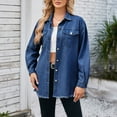 thumbnail image 6 of Ashirexll Jeans Jacket for Women, Fashion Color Lapel Look Slimmer Sleeve Denim Jacket Dark Blue A XL, 6 of 7