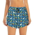 thumbnail image 2 of Vsdgher Dinosaur on the Beach Vacation Print Women's Running Double Layer Shorts High Waisted with Pockets Elastic Yoga Workout Athletic Gym Sports, 2 of 8