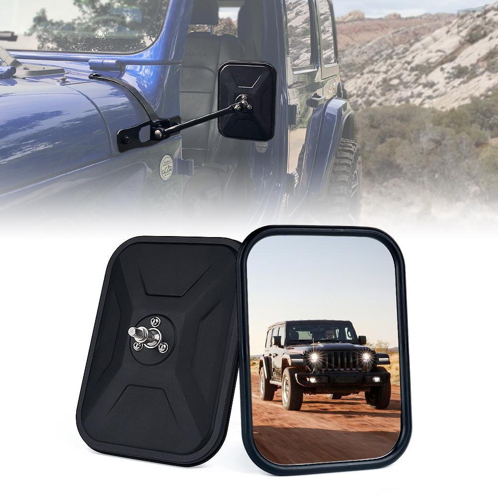 Xprite Black Aluminum Side Mirrors for Doorless 2018+ Jeep Wrangler JL JLU  