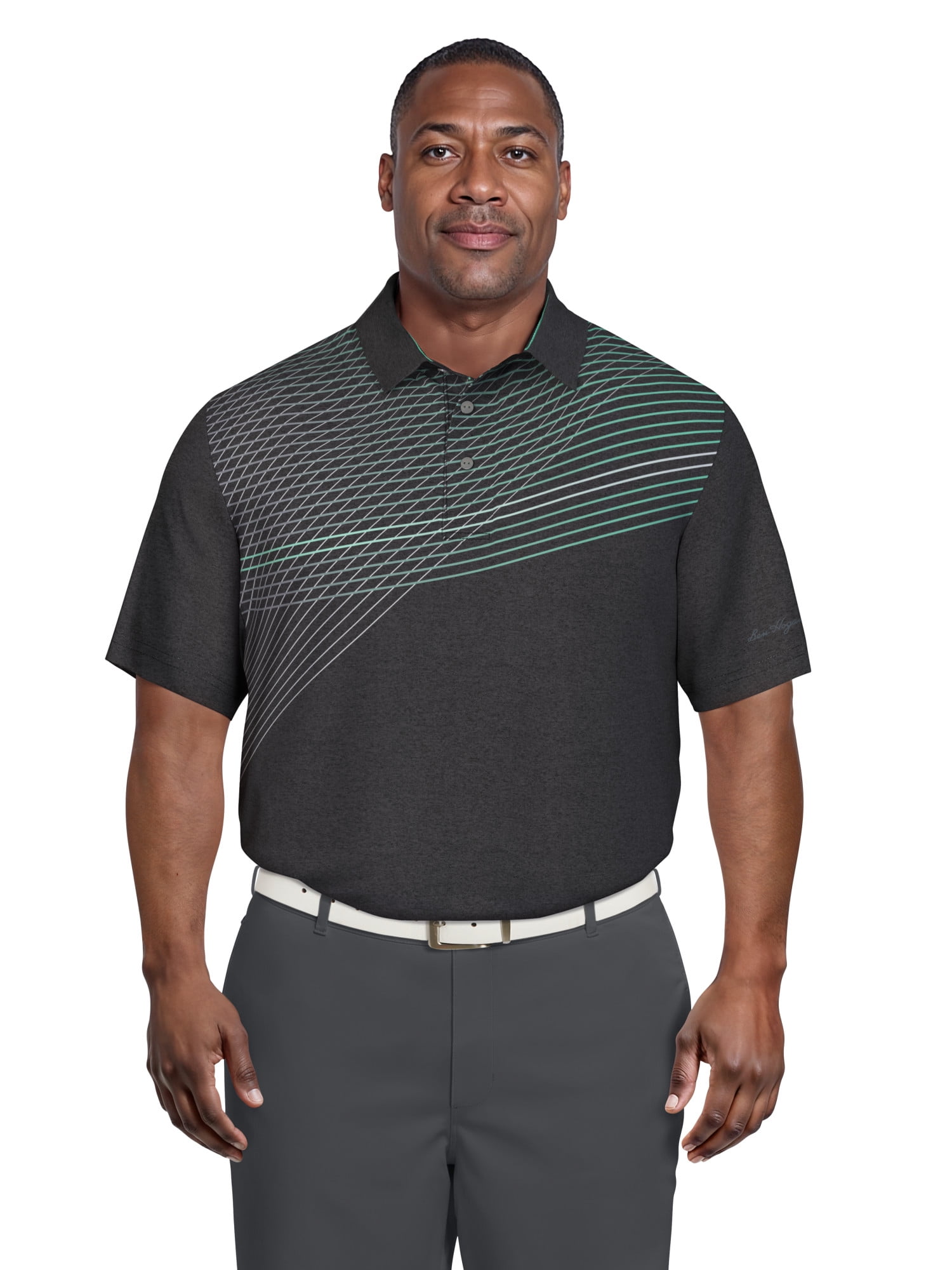Ben Hogan Men's & Big Men's Assymetric Heather Printed Golf Polo, Sizes S-5XL
