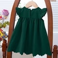 thumbnail image 6 of CYRBOKO Toddler Girls Dresses with Ruffle, Cotton Casual A-line Summer Kids Dresses Green Size 12-18 Months, 6 of 6