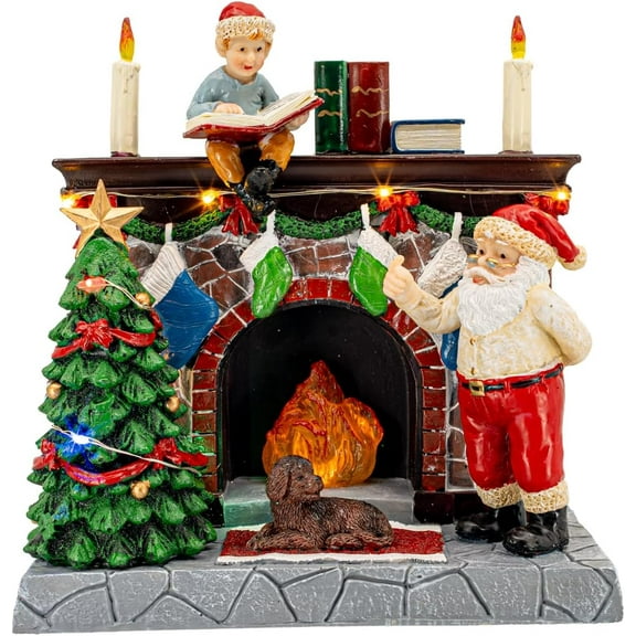 Accessories Figurines | Christmas Village House Collection for Christmas Decorations and Gift | Multicolor LED Lights