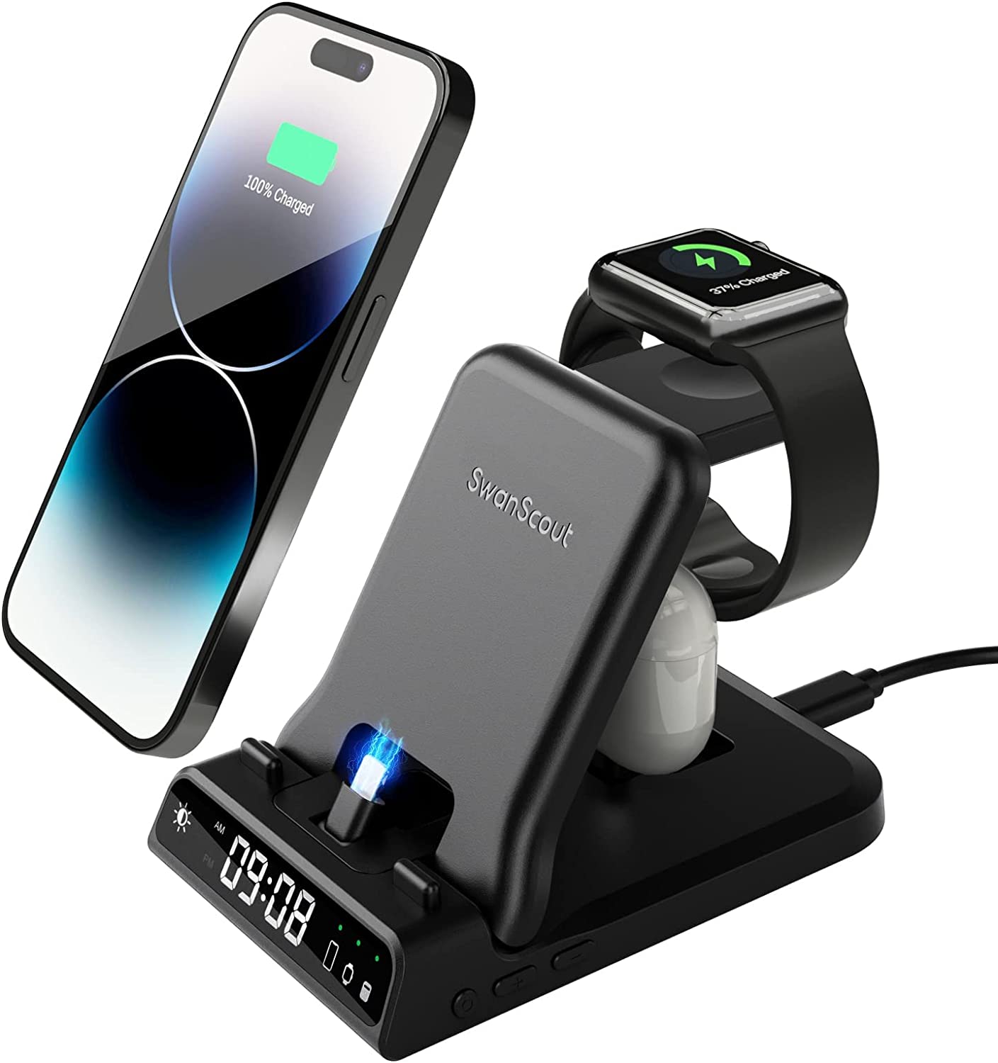SwanScout Fast Charging Station for Apple Devices, 25W 3 in 1 Charging