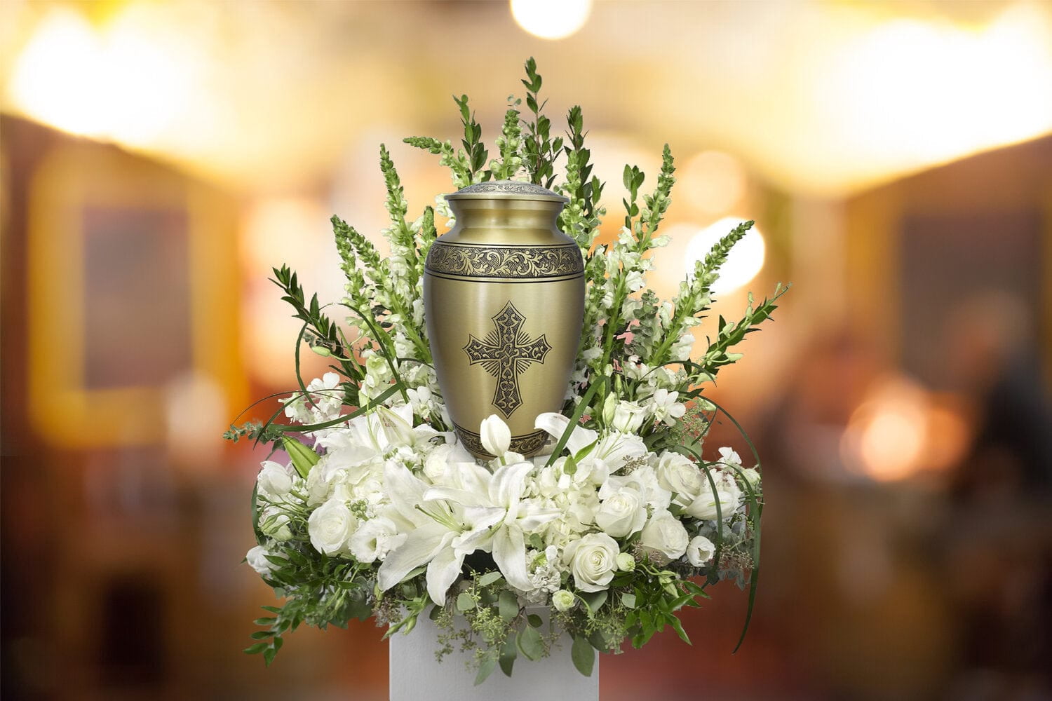 Gold Cross Urns for Cremation Ashes Large Urn XL or Small Keepsake Urns for Adult Cremation Ashes & Urns for Human Ashes for Home or Burial Cremation Urns