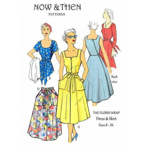 Now & Then Patterns Sewing Pattern The Florin Wrap Dress & Skirt Women