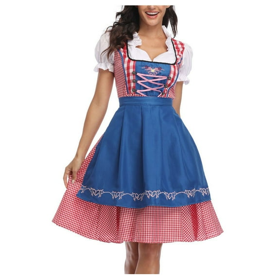Odeerbi Dresses for Women 2025 Oktoberfest Dress Festival Clothing Maidservant Skirt Dress Garment Acting Clothes Blue