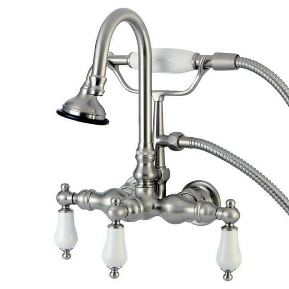 Kingston Brass AE11T8 Aqua Eden Vintage Wall Mount Clawfoot Tub Faucet, Satin Nickel