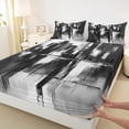 thumbnail image 3 of Homewish Chic Artwork Abstract Queen Sheet Sets, Black Grey Ink Watercolor Flat Sheet, Teens Boys Girls Men Queen Fitted Sheet, Lightweight Room Decor, 4 Pieces, 3 of 7