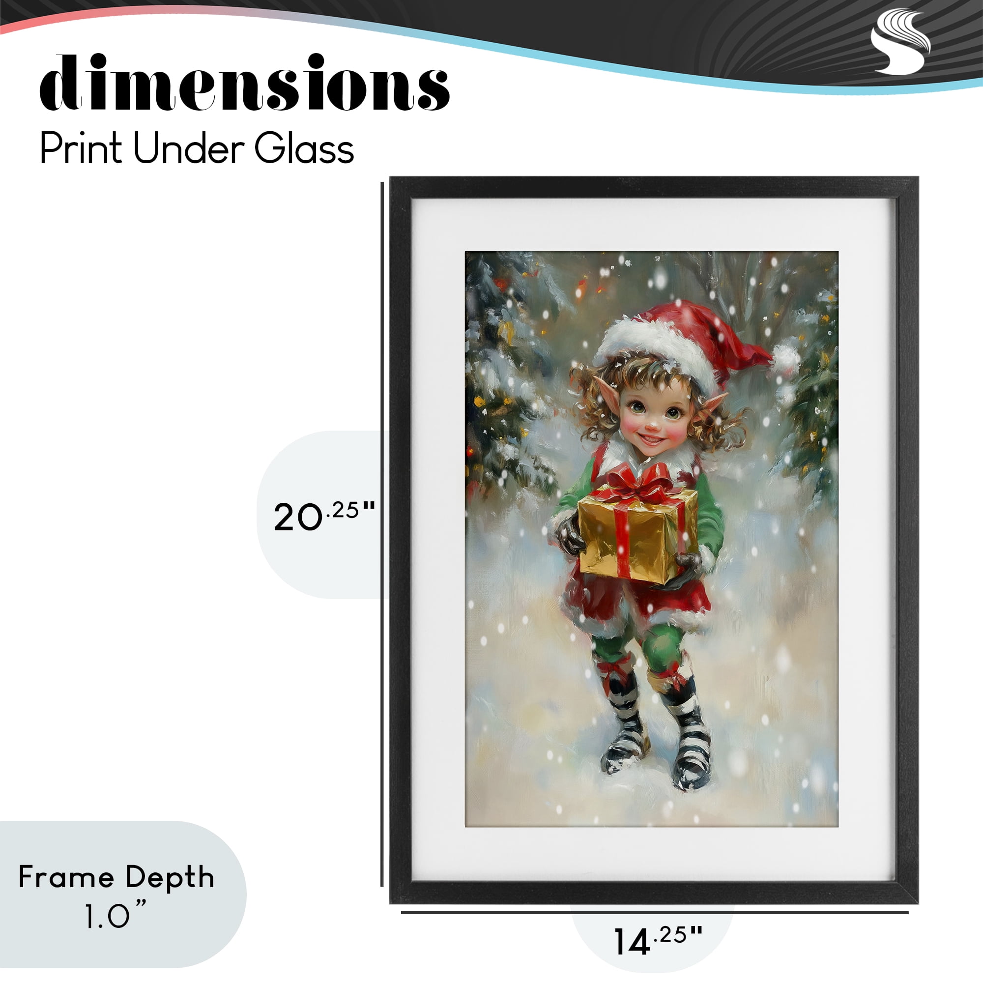 Stupell Industries Santa's Little Elf Black Framed Print Under Glass, design by Tina LeCour