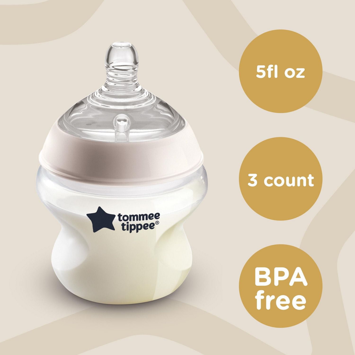 Biberon Closer to Nature de Tommee Tippee (5 oz, 3 pièces)