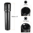 thumbnail image 2 of Uxcell Deep 6-Point Impact Socket 1/2" Drive 27mm Metric Socket 6" Length with 1/4" Hex Shank Adapter, CR-V Steel Socket Adapter Accessory Tool Set Kit for Hex Bolts Nuts, 2 of 7