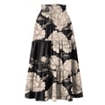 thumbnail image 6 of Women’s High Waist Floral Print Maxi Skirt with Elastic Waistband and Tiered Ruffle Design for Casual Wear Dark Gray L, 6 of 6