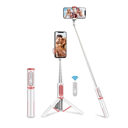 BlitzWolf Selfie Stick Tripod  Retractable Bluetooth Selfie Stick  3 in 1 Mini Portable Tripod with Wireless Remote Control Bluetooth Photo Stick  Black/Grey/White