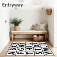 thumbnail image 3 of ODIKA 4'x6' Machine Washable Non-Slip Area Rug, Modern Minimalist Letter Grid with Bold Monochrome Alphabet Blocks High Traffic Rug with Pad, Black, 692109, 3 of 8