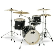 Pacific Drums and Percussion New Yorker Compact Size Drum Shell Pack, Black, Poplar wood, 4 Pieces
