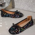 thumbnail image 3 of HEWUQI Women's Mary Jane Flats Foldable Shining Glitter Ballet Shoes Wide Toe Box Comfortable Slip on Footwear for Casual Travel Barefoot Black Size 8, 3 of 5