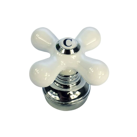 Thrifco 9400008 Aftermarket Porcelain Cross-Arm Faucet Handle, Price Pfister, Base and Cold Button