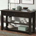 thumbnail image 3 of Triple Tree Modern 3 Drawers and 2 Shelves Solid Wood Console Table, Black, 3 of 3