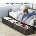 thumbnail image 5 of Afuhokles Twin Daybed with 4 Storage Drawers and 3-Tier Bookshelf, Day Bed with LED Lights and Charging Station, Corner Bed Frame with Storage Headboard, Black, 5 of 8