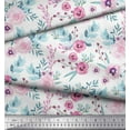 thumbnail image 2 of Soimoi White Rayon Crepe Fabric Anemone & Pink Flower Floral Print Sewing Fabric Yard 46 Inch Wide, 2 of 3