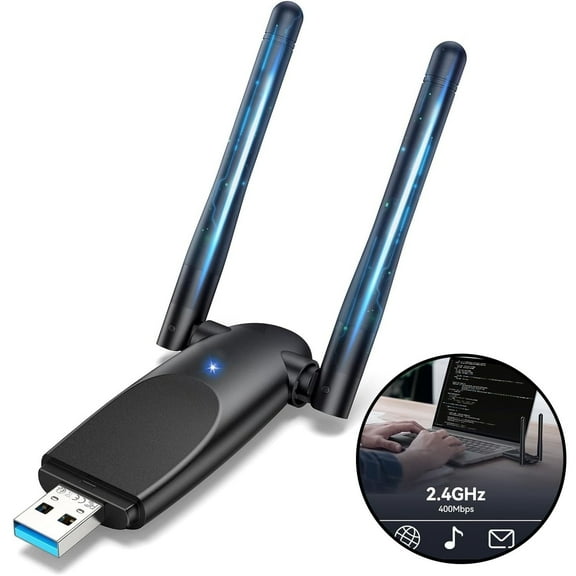 PC WiFi Adapter with High Gain Dual Antennas,USB WiFi Adapter for Desktop PC AC1300mbps, Wireless Adapter Dual Band 2.4g/5g for Laptop Computer Compatible Windows 2000/vista/8.1/8/7/10/XP