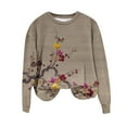 thumbnail image 2 of Tawop Sweatshirts for Women Tops for Women Womens Sweatshirts Crew Neck Long Sleeve Pullover Graphic Casual Khaki L, 2 of 4