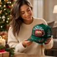 thumbnail image 6 of GrmtClth Santa Christmas Baseball Cap Printed Trucker Hat Festive Holiday Costume Accessory Adjustable Green Dad Hat for Adults Party Daily Wear, 6 of 8