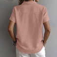thumbnail image 5 of hoksml Women's Cotton Linen Collared Shirt, Short Sleeve Pull-On Button-Down Blouse, Loose Fit Casual Daily Office Wear Top, 5 of 7