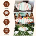 thumbnail image 7 of Coral Cyan Stripe Round Tablecloth, Fitted Table Cover with Elastic for 45"-54" Round Tables, Geometric Grey White Vertical Striped Table Cloth Outdoor Indoor Dinning Party Waterproof Tablecloths, 7 of 7