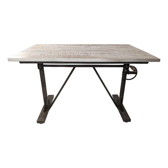 Pemberly Row Sit or Stand Adjustable Desk in Driftwood/Aged Iron